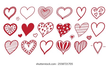 Handcrafted Love Hearts with Doodle Designs