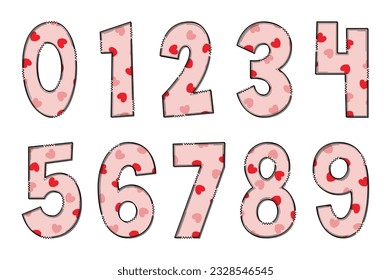 Handcrafted Love Love Numbers. Color Creative Art Typographic Design