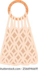 Handcrafted macrame bag vector illustration