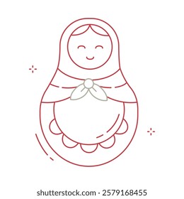 Handcrafted Matryoshka Russian Doll Vector Icon Design