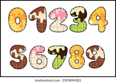 Handcrafted Melted number color creative art typographic design