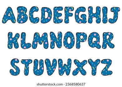 Handcrafted Memphis letters color creative art typographic design