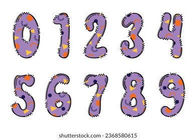 Handcrafted Memphis number color creative art typographic design