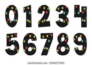 Handcrafted Merry Christmas Number. Color Creative Art Typographic Design