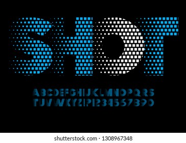 Handcrafted modern abstract typeface and alphabet. Racing display font design,letters and numbers.