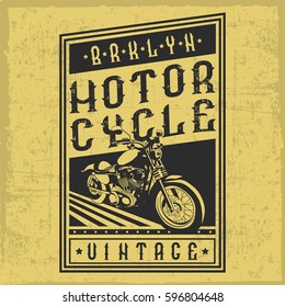 Handcrafted motorcycle label with a vintage font. T-shirt design. 