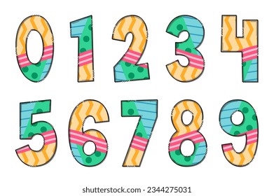 Handcrafted Multicolor Geometric Number. Color Creative Art Typographic Design