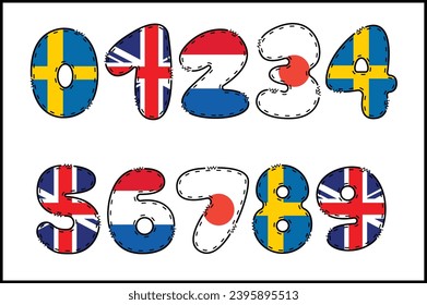 Handcrafted Nations number color creative art typographic design