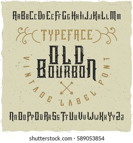 Handcrafted 'Old Bourbon' vintage typeface with decorations.