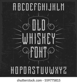 Handcrafted 'Old Whiskey' font with decorations. Dusty background.