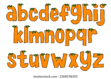 Handcrafted Orange Letters. Color Creative Art Typographic Design