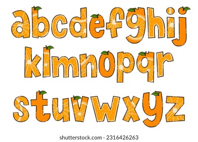 Letras Naranja artesanales. Diseño tipográfico de arte creativo en color