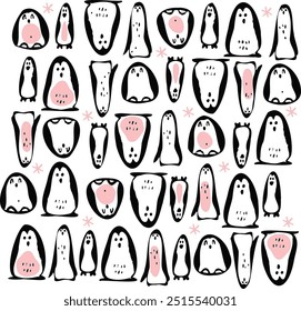 diseño original hecho a mano con el patrón del pingüino en la Plantilla blanca dulce