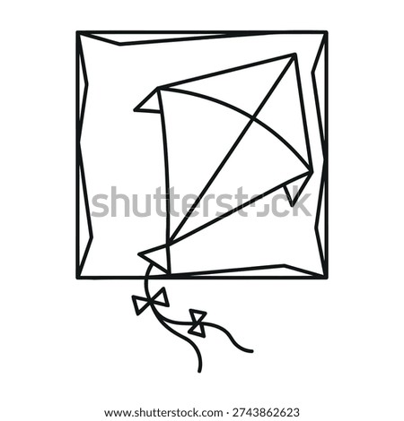 A handcrafted paper kite soars effortlessly against a minimalist white backdrop showcasing intricate geometric folds and delicate tail ribbons for creative inspiration and artistic projects
