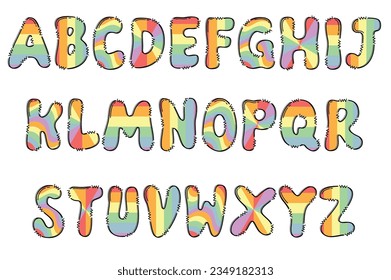 Handcrafted Pastel Rainbow letters color creative art typographic design