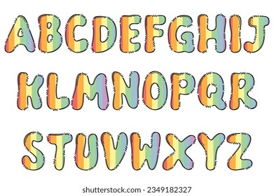 Handcrafted Pastel Rainbow letters color creative art typographic design