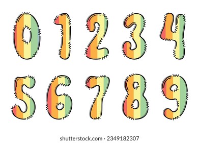 Handcrafted Pastel Rainbow number color creative art typographic design