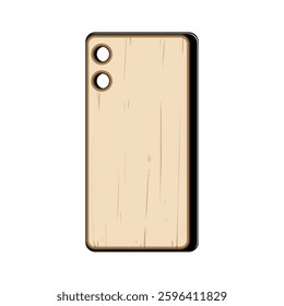 handcrafted phone case wooden cartoon. durable unique, protective sustainable, organic premium handcrafted phone case wooden sign. isolated symbol vector illustration