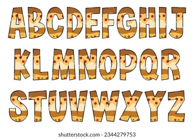 Handcrafted Pizza Letters. Color Creative Art Typographic Design