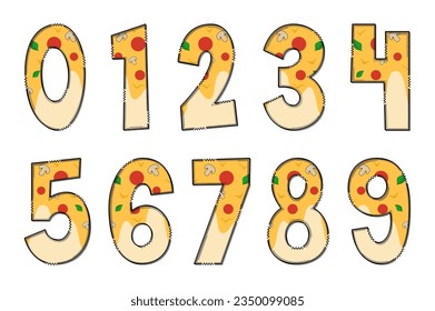 Handcrafted Pizza Number. Color Creative Art Typographic Design