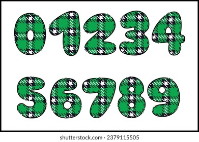 Handcrafted Plaid number color creative art typographic design