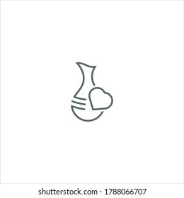 Handcrafted pots love icon vector design