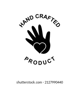 Handcrafted product label icon in black flat glyph, filled style isolated on white background