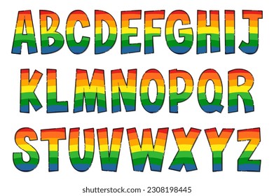 Handcrafted Rainbow Letters. Color Creative Art Typographic Design