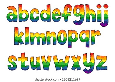 Letras arcoiris artesanales. Diseño tipográfico de arte creativo en color