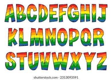Handcrafted Rainbow Letters. Color Creative Art Typographic Design