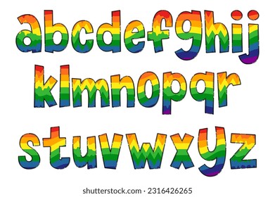 Handcrafted Rainbow Letters. Color Creative Art Typographic Design
