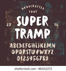 Handcrafted rough font. Brush painted uppercase alphabet