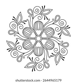 Handcrafted sacred bloom mandala coloring book page