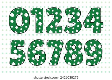 Handcrafted Saint Patrick number color creative art typographic design