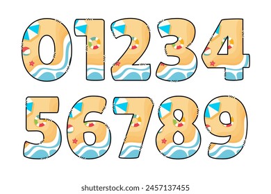 Handcrafted Seashore number color creative art typographic design