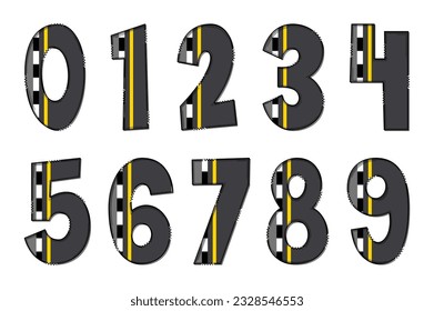 Handgefertigte Sidewalk-Nummern. Typografisches Farbdesign