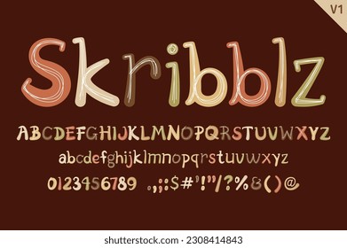 Handcrafted Skribblz Letters. Color creative art typographic design