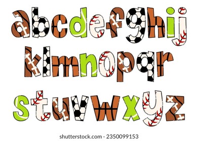 Handcrafted Sport Balls Letters. Color Creative Art Typographic Design