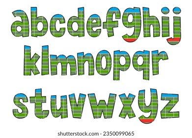 Handcrafted Sports Fields Letters. Color Creative Art Typographic Design