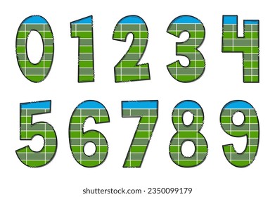 Handcrafted Sports Fields Number. Color Creative Art Typographic Design