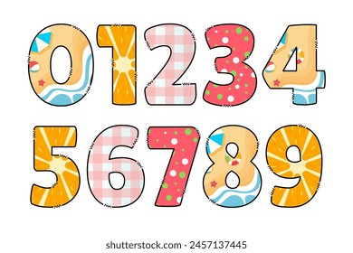 Handcrafted Summer number color creative art typographic design
