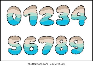 Handcrafted Summer Time number color creative art typographic design
