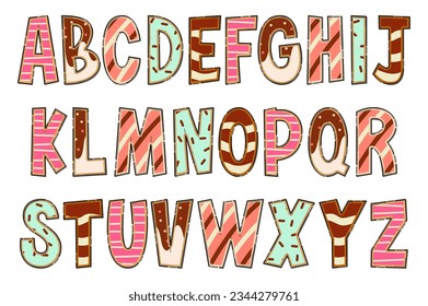 Handcrafted Sweet Food Letters. Color Creative Art Typographic Design