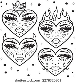 Handcrafted Tattoo Vector Art: A Set of Hand-Drawn Graphics
