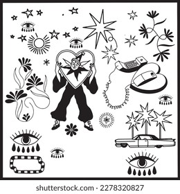 Handcrafted Tattoo Vector Art: A Set of Hand-Drawn Graphics
