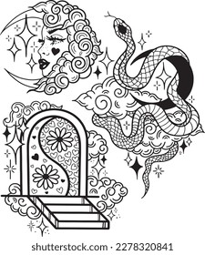 Handcrafted Tattoo Vector Art: A Set of Hand-Drawn Graphics
