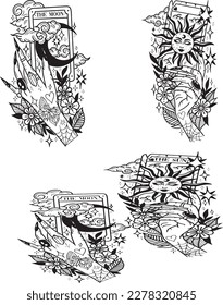 Arte vector de tatuajes artesanales: Un conjunto de gráficos dibujados a mano
