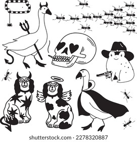 Handcrafted Tattoo Vector Art: A Set of Hand-Drawn Graphics
