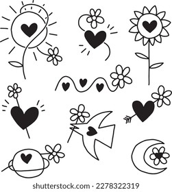 Handcrafted Tattoo Vector Art: A Set of Hand-Drawn Graphics