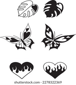 Handcrafted Tattoo Vector Art: A Set of Hand-Drawn Graphics